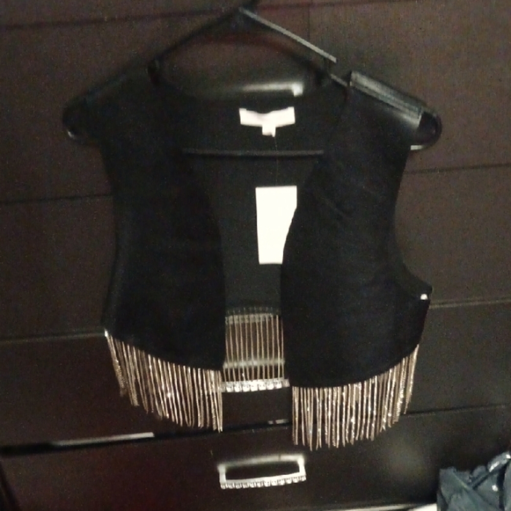 Chic Black Vest with Fringe